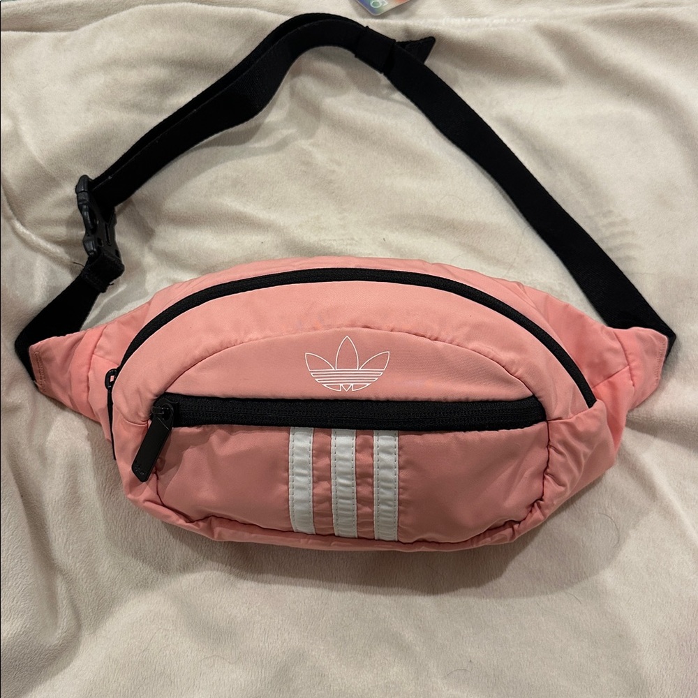 Adidas Coral Pink Belt Bag with Black Strap